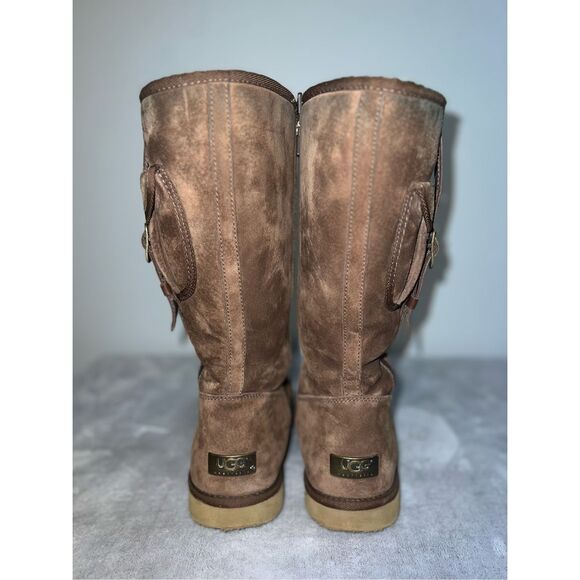 Ugg Boots Cargo Pocket Espresso Brown Real Shearling W10 - Picture 4 of 12